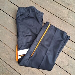 Louis Feraud Men's Black Cargo Pants with Orange and White Accents